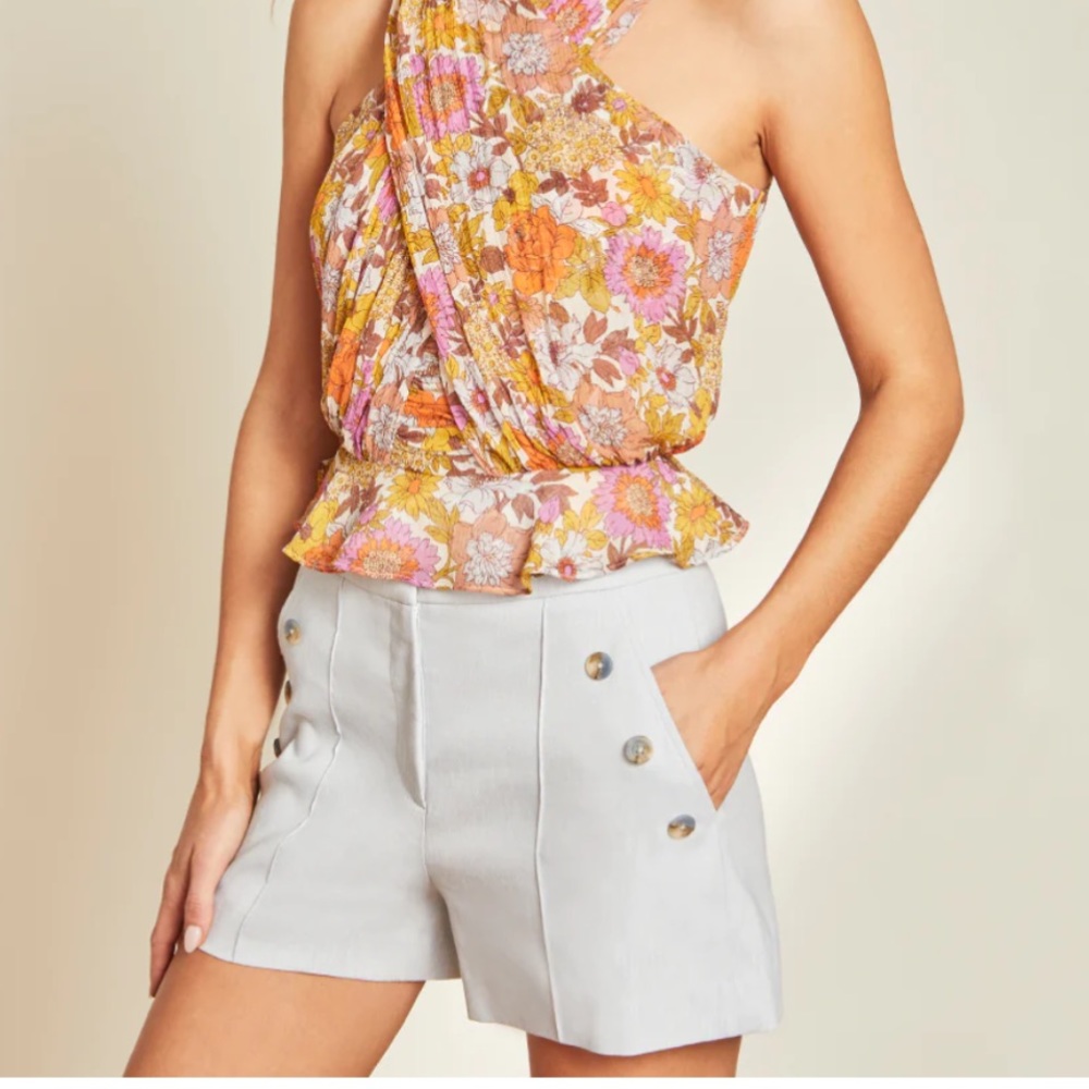 Veronica Beard Pine stretch linen short size 6